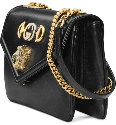 Shop Gucci Medium Rajah Leather Shoulder Bag - Black In Nero/ Nero