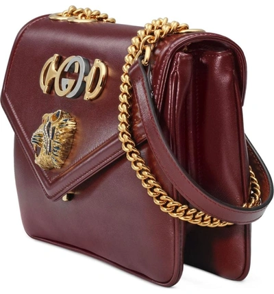 Shop Gucci Medium Rajah Leather Shoulder Bag - Burgundy In Bordeaux Multi