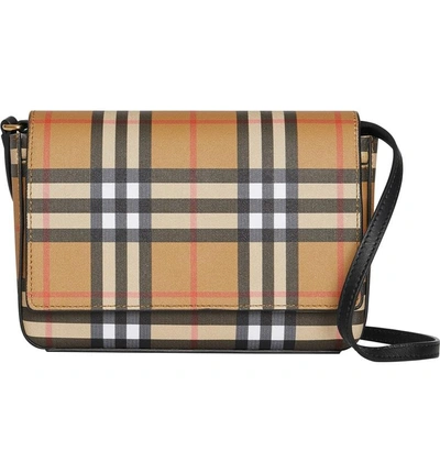 Shop Burberry Hampshire Vintage Check Crossbody Bag - Black