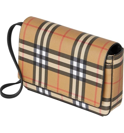 Shop Burberry Hampshire Vintage Check Crossbody Bag - Black