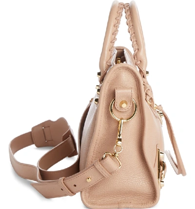 Shop Balenciaga Metallic Edge City Goatskin Leather Tote In Rose Des Sables