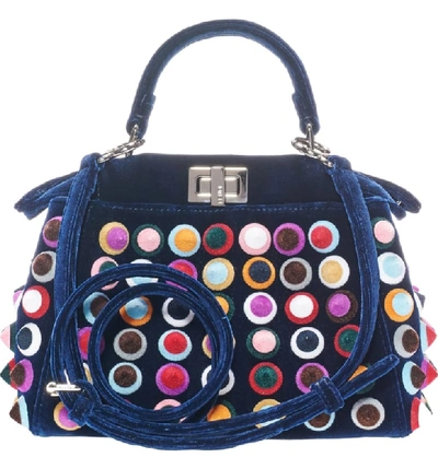 Shop Fendi 'mini Peekaboo In Blue Navy/ Multicolor