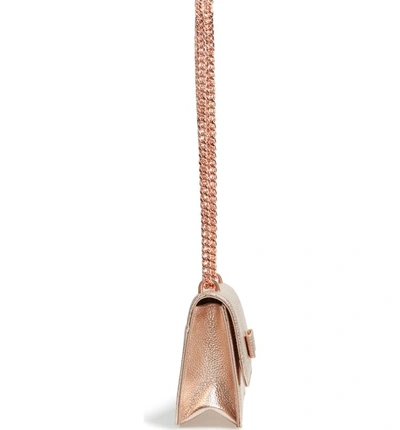 Shop Ted Baker Micro Leather Crossbody Bag - Metallic In Rose Gold