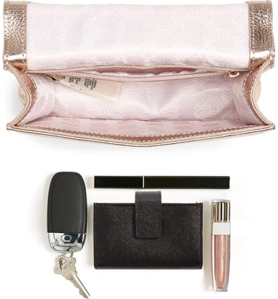 Shop Ted Baker Micro Leather Crossbody Bag - Metallic In Rose Gold