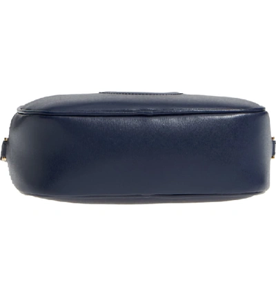 Shop Ferragamo Gancio Metallic Leather Camera Bag - Blue In Navy