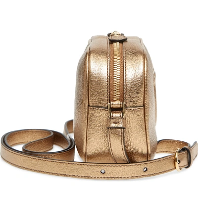 Shop Ferragamo Gancio Metallic Leather Camera Bag - Metallic In Oro