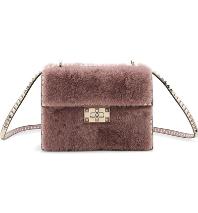 Valentino Garavani Small Rockstud Genuine Mink Fur Shoulder Bag Pink In Lip | ModeSens