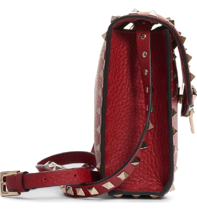 Shop Valentino Medium Rockstud Leather Shoulder Bag - Red In Rubino