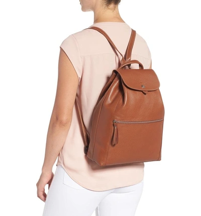 Shop Longchamp Veau Leather Backpack In Cognac