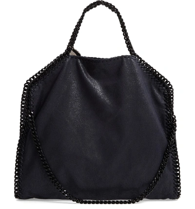 Shop Stella Mccartney Falabella Shaggy Deer Faux Leather Tote - Blue In Navy