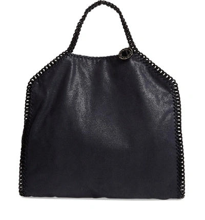 Shop Stella Mccartney Falabella Shaggy Deer Faux Leather Tote - Blue In Navy