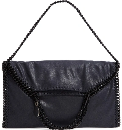 Shop Stella Mccartney Falabella Shaggy Deer Faux Leather Tote - Blue In Navy