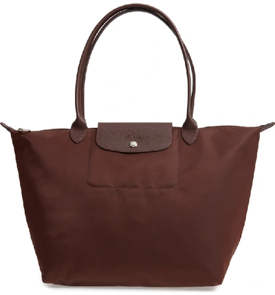 Shop Longchamp 'large Le Pliage Neo' Nylon Tote - Brown In Chocolate