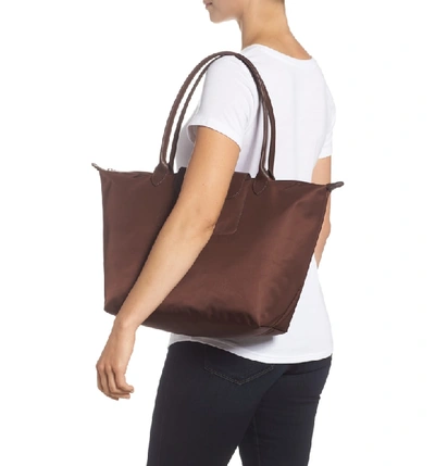 Shop Longchamp 'large Le Pliage Neo' Nylon Tote - Brown In Chocolate