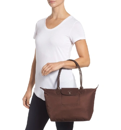 Shop Longchamp Small Le Pliage Neo Nylon Tote - Brown In Chocolate