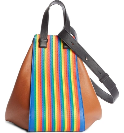 Shop Loewe Medium Rainbow Hammock Calfskin Leather Shoulder Bag - Brown In Multicolor/tan