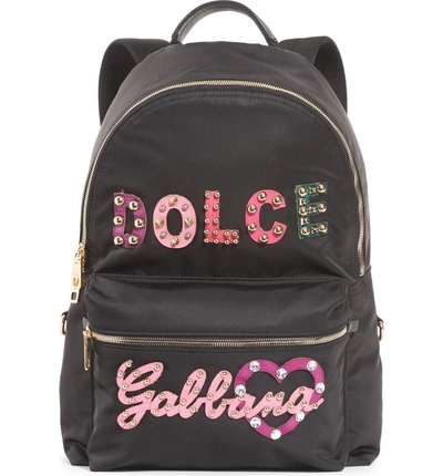 Shop Dolce & Gabbana Logo Nylon Backpack - Black In Nero