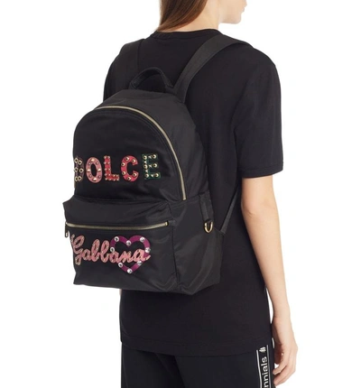 Shop Dolce & Gabbana Logo Nylon Backpack - Black In Nero