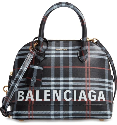 Shop Balenciaga Small Ville Logo Leather Dome Satchel - Black In Noir/ Blanc/ Rouge