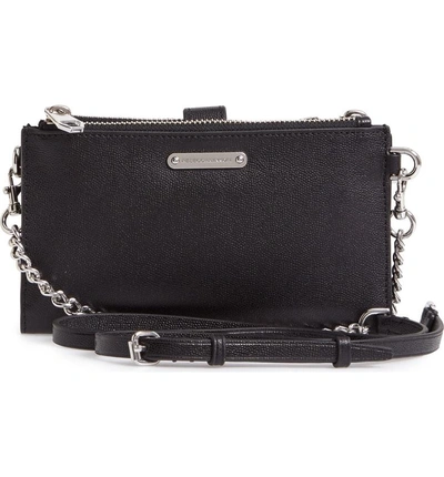 Shop Rebecca Minkoff Bifold Leather Crossbody Wallet - Black In Matte Black