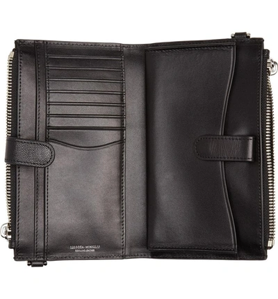 Shop Rebecca Minkoff Bifold Leather Crossbody Wallet - Black In Matte Black