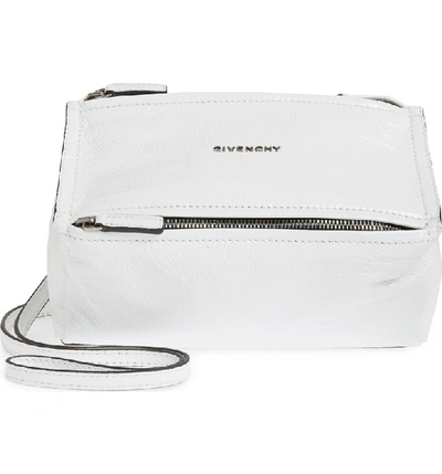 Shop Givenchy Mini Pandora Creased Patent Leather Satchel - White
