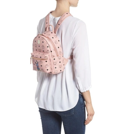Shop Mcm Rabbit Mini Coated Canvas Backpack - Pink In Soft Pink