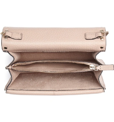 Shop Valentino Rockstud Leather Pouch Wallet On A Chain In Poudre Beige