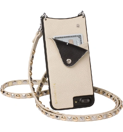Shop Bandolier Stella Iphone 6/7/8 & 6/7/8 Plus Leather Crossbody Case In Pebble/ Gold/ Silver