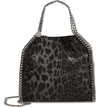 Shop Stella Mccartney Mini Falabella Leopard Print Faux Leather Tote - Black