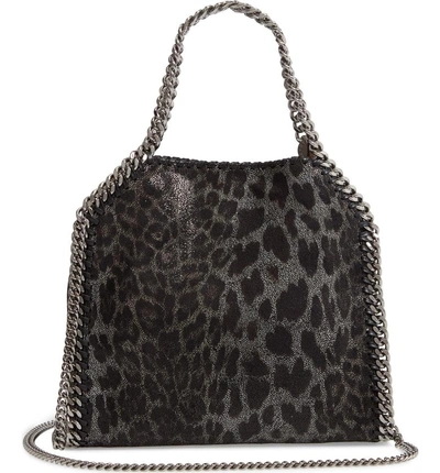 Shop Stella Mccartney Mini Falabella Leopard Print Faux Leather Tote - Black