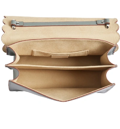 Shop Fendi Kan I Scallop Leather Shoulder Bag - Green In Alga/ Palladio