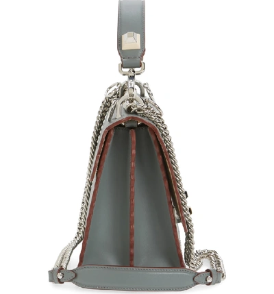 Shop Fendi Kan I Scallop Leather Shoulder Bag - Green In Alga/ Palladio