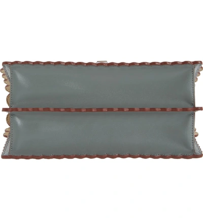 Shop Fendi Kan I Scallop Leather Shoulder Bag - Green In Alga/ Palladio