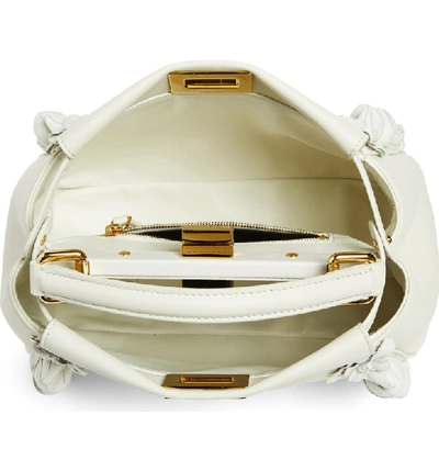 Shop Fendi Mini Peekaboo Floral Leather Satchel - White