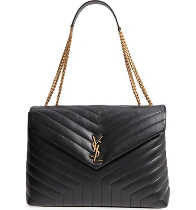 Shop Saint Laurent Large Lou Matelasse Calfskin Leather Shoulder Bag - Black In Nero/ Nero