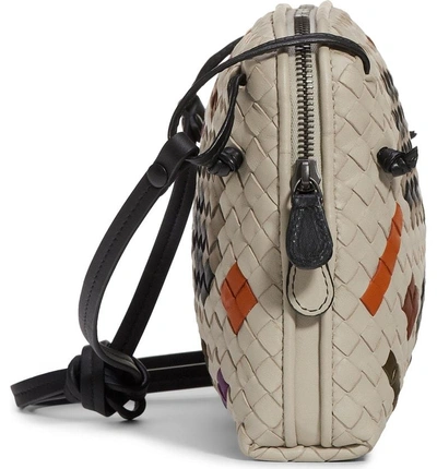 Shop Bottega Veneta Nodini Leather Crossbody Bag - White In Cement Artsy/ Nero