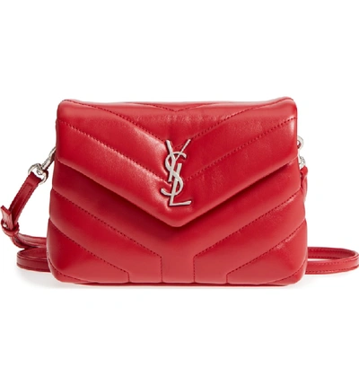 Shop Saint Laurent Toy Loulou Calfskin Leather Crossbody Bag - Red In Rouge Eros