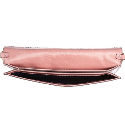 Shop Tory Burch Kira Perforated Leather Clutch In Pink Magnolia