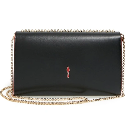 Shop Christian Louboutin 'paloma' Spiked Calfskin Clutch In Black/ Brown/ Gold