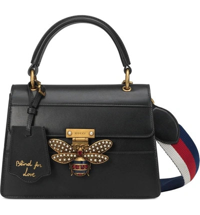 Shop Gucci Queen Margaret Top Handle Leather Satchel In Nero/ Mystic White/ Ruby