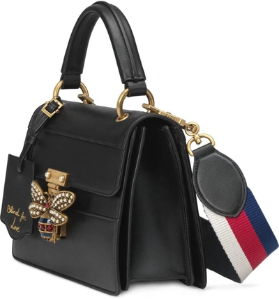 Shop Gucci Queen Margaret Top Handle Leather Satchel In Nero/ Mystic White/ Ruby