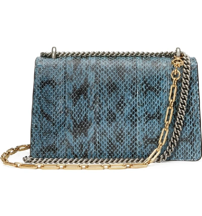 Shop Gucci Dionysus Blind For Love Genuine Snakeskin Shoulder Bag - Blue In Ultramarine/multi