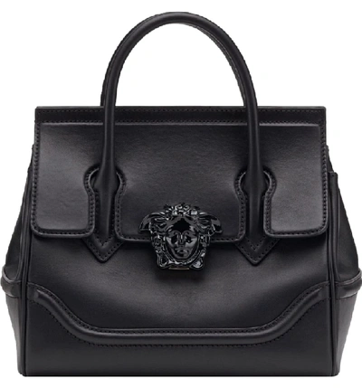 Shop Versace Palazzo Empire Medium Leather Satchel - Black In Nero Verniciato