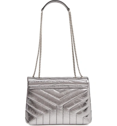Shop Saint Laurent Small Loulou Metallic Leather Shoulder Bag - Metallic In Acciaio/ Acciaio