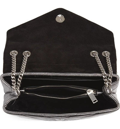 Shop Saint Laurent Small Loulou Metallic Leather Shoulder Bag - Metallic In Acciaio/ Acciaio