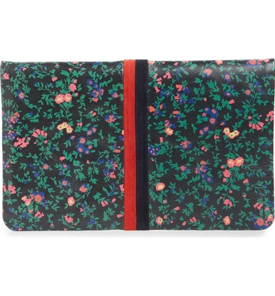 Shop Clare V Foldover Ditzy Floral Leather Clutch In Black