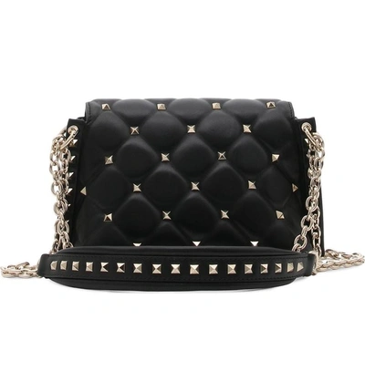 Shop Valentino Medium Candystud Leather Shoulder Bag - Black In Nero