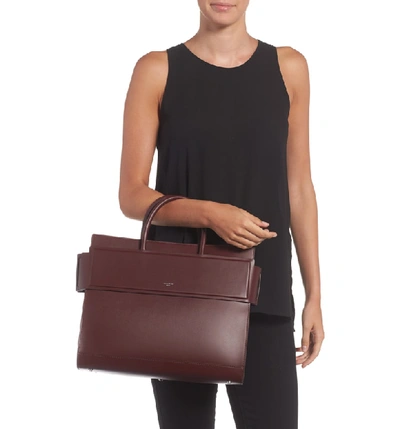 Shop Givenchy Horizon Calfskin Leather Tote - Red In Oxblood Red