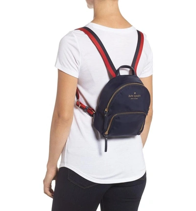 Shop Kate Spade Watson Lane Varsity Stripe Small Backpack - Blue In Rich Navy